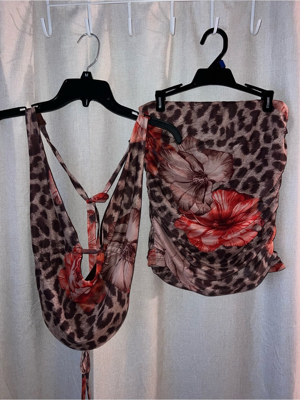 Leopard Print Halter Top in Brown and Cream (skirt set) - Picture 2 of 3